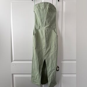 Chic Strapless Dress in Sage Green